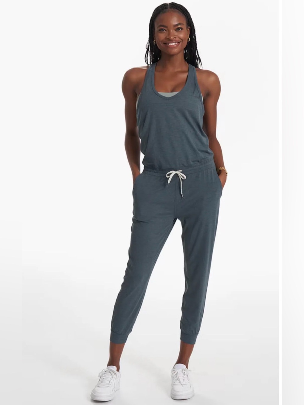 Vuori Lux Jumpsuit in Stone Heather